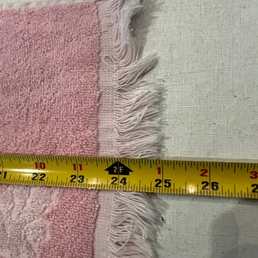Vintage Canon Pink on pink Textured towel with Fringe. GUC!